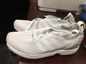 Adidas ZX Flux PK Mens S75977 White PrimeKnit Athletic Running Shoes Size 8.5
