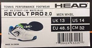 Head Revolt Pro 2.0 Tennis shoes Men's 14 White New