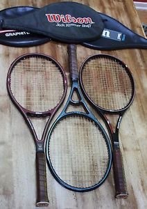 3 Wilson Tennis Racquets: Sting Mid, Kramer Staff (St. Vincent) Mid, Matrix Mid