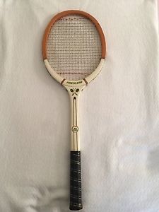 Power King Wooden Tennis Racket (Medium) (White, Tan)