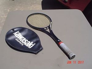 Vintage Kawasaki Graphite Ruler Tennis Racquet w Cover 4 3/8 Japan