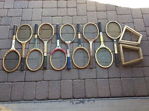 VTG lot 10 wooden tennis racquets Spalding Wilson wood Slazenger racket wall art