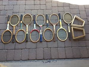 VTG lot 10 wooden tennis racquets Spalding Wilson wood Slazenger racket wall art