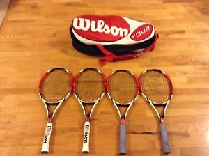Rare 4 Wilson K-Factor 6.1 95 16x18 grip size 4 1/2+new tour 12 pack tennis bag