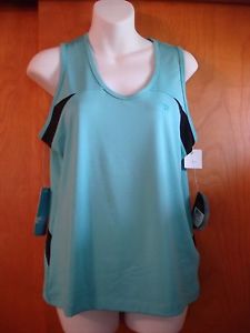 NEW Wilson Women's Slice Tank Top Size Large NWT Turquoise & Black Tennis Golf