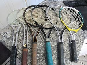 Lot of 6 Graphite, Metal Tennis Racquets - Rackets - Prince, Wilson & More
