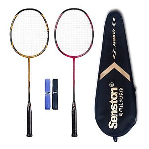 Senston High Grade 2 Player Graphite Badminton Racket Set, New