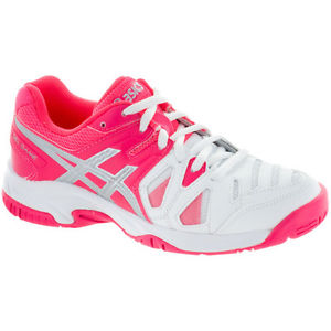 ASICS GEL GAME 5 JUNIOR TENNIS SHOES NEW IN BOX  (WHITE/DIVA PINK/SILVER)