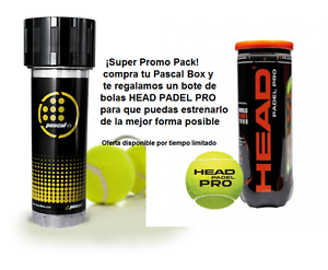 PACK PASCAL BOX PRESURIZADOR BOLAS PADEL TENIS FRONTENIS + BOTE HEAD PADEL PRO
