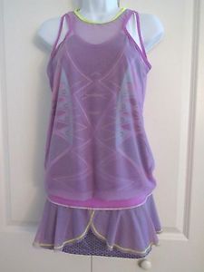 Lucky In Love~2 pc Tennis Outfit~Lavender Layer Tank Top w/Skort~Sz M (8-10)