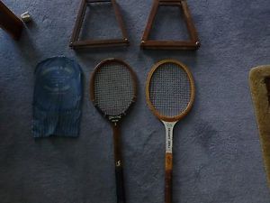 Vintage Spalding Wood Tennis Rackets - Kro-Bat and Pancho Gonzales, Very Good