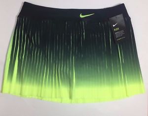 Nike Premier Flex Victory Tennis Skirt Size Large Black/Volt Court 801619-011
