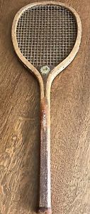 Spalding Checkered Handle Antique Tennis Racquet Spalding Logo