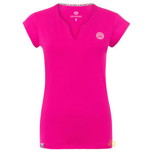 Bidi Badu Mujer Camiseta de tenis camiseta cuello de pico BELLA fucsia