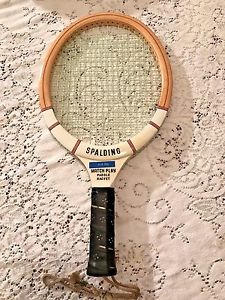 Vintage Spalding  Wood Wooden Paddle Racket White Match Play Excellent HTF