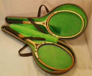 Vintage Leather Tennis racket Hard case. Twin bag Antique guitar case