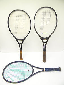 Mixed Lot of Three Vintage Used Prince Jr CTS Precision Oversized Tennis Rackets