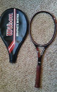 Vintage Wilson Graphite Matrix Midsize Tennis Racket with Machining Cover