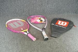 Set Of Two Tennis Racquets Wilson 3 & 3.5" With One Case