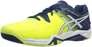 ASICS Men's GEL-Resolution 6 Tennis Shoe Safety Yellow/White/Poseidon image 1