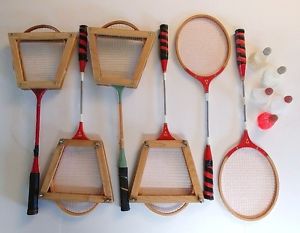 Lot 6 Vintage Gold Cup Hi Spede Badminton Framed Racquet Racket Shuttlecocks Set