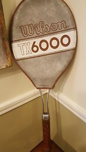 VTG Vintage Steel Chrome Wilson Tennis Racquet TX6000 Leather Cover Light 4 3/8