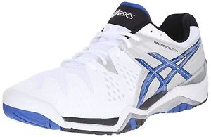ASICS Men's GEL-Resolution 6 Tennis Shoe White/Blue/Silver 12.5 D(M) US image 1