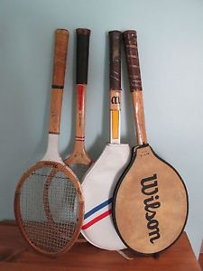 Vintage Lot of 4 Wood Wilson Wooden Tennis Racquets Rackets (B)