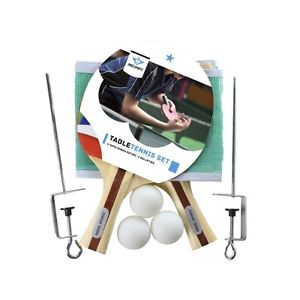 Conjunto de tenis mesa - 2x Raqueta 1 Estrella Goma espinilla - Red y 3 Bolas