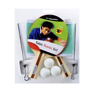Conjunto de tenis de mesa - 2x Raqueta 3 Estrella - Red y 3 Bolas