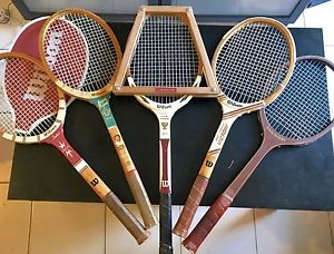 Lot of 5 Vintage Wood Tennis Racquet Racket  Wilson Match Point