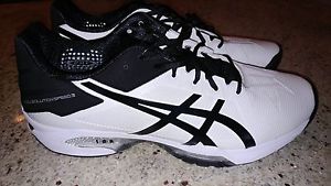 ASICS Gel-Solution Speed 3 Tennis Shoe, Men's 12.5 , White/Black/Silver E600N