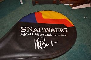 SNAUWAERT Mikael Pernfors Autograph * Belgium strung racket in cover Excellent