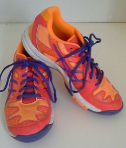 Asics Gel Solution Speed Junior Tennis Shoe Orange Purple Size 3Y
