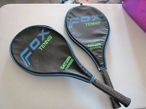 Fox Saturn Oversize Stringed Tennis Racquets with Head Cover  Pair (2) NEW