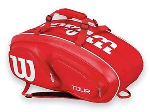 NEW 2017 WILSON Tour V RED 15 Back Pack Tennis Racket Bag ATP FEDERER