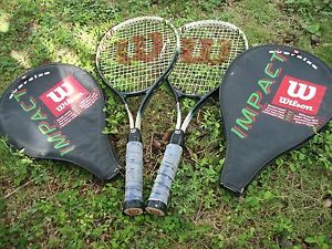 Lot Of 2 Wilson Impact Titanium Oversize Soft Shock Tennis Racquets