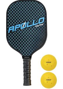 Pickleball Paddle with 2 Pickleballs - Apollo Graphite/Carbon Fiber