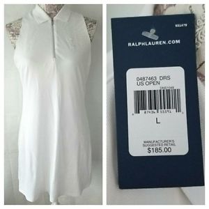 RALPH LAUREN golf sports dress sz. L NWT  New White polo collar $185