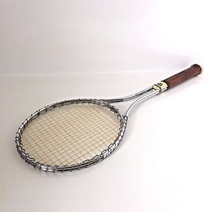 Vintage Wilson Metal Tennis Racket With Brown Leather Grip Handle Made in USA