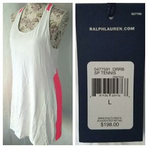 RALPH LAUREN tennis sports dress sz. L NWT  New White and pink $198