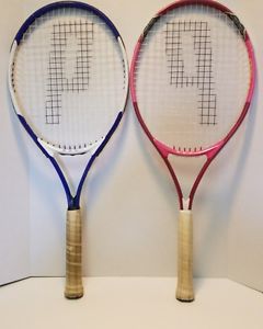 2 PRINCE RAGE PINK PAIR COUPLE BLUE OVERSIZE TENNIS RACQUET Wimbledon Sharapova