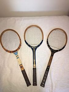 Vintage Set of 3 Wooden Tennis Rackets - GREAT FOR USE or DECORATING