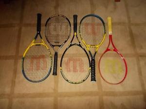 Lot of 5 Wilson Tennis Racquets