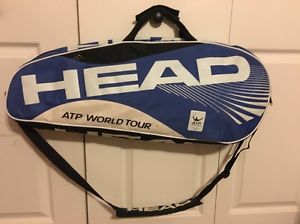 HEAD Official ATP Tour 3 Racquet Tennis Bag w/ Shoulder Strap Blue White Travel