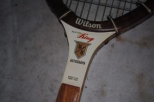 Vintage BILLIE JEAN KING Tennis Racket Autograph Wilson Wood Racquet Light 4 3/8