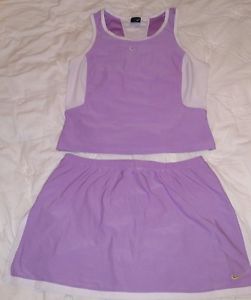 Nike Active Wear Outfit 2 pc Womens Skirt Skort & Top  L purple & white