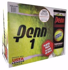 Penn Championship Tennis Balls 20 Cans Extra Duty Felt 60 Ball Pack