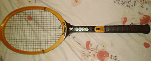 Vtg 70s Bancroft Bjorn Borg Tennis Racquet w/ 4 5/8" Grip & Case Wood Personal M