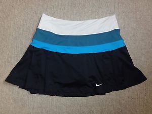 NIKE Pleated Knit Tennis Skirt Skort navy multi  Style 480780 Size Small